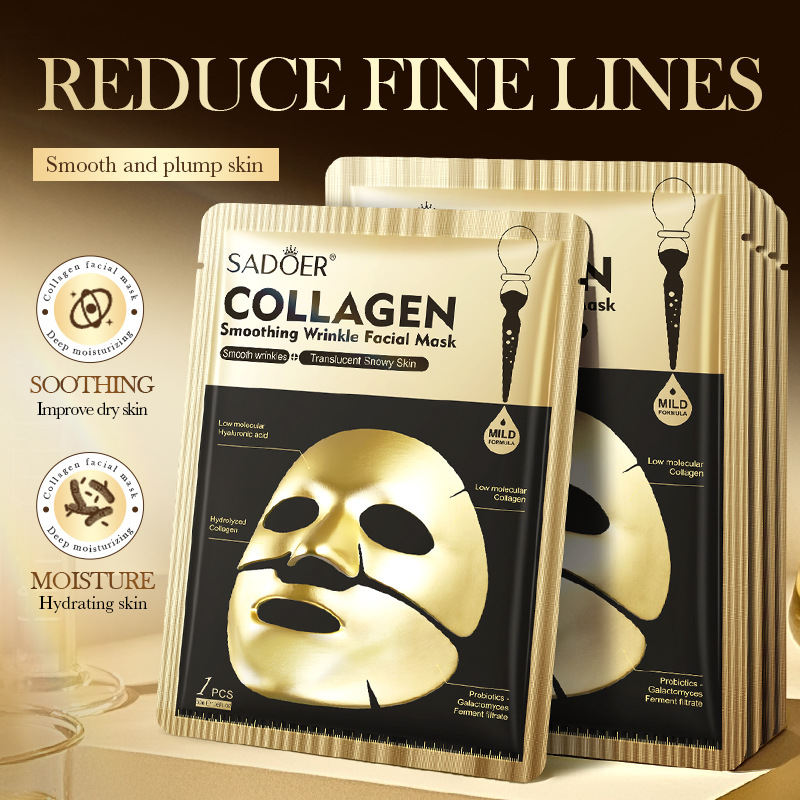 Sheet Mask Collagen - SADOER Gouden Collageen Gezichtsmaskers Hydraterende Anti-Aging
