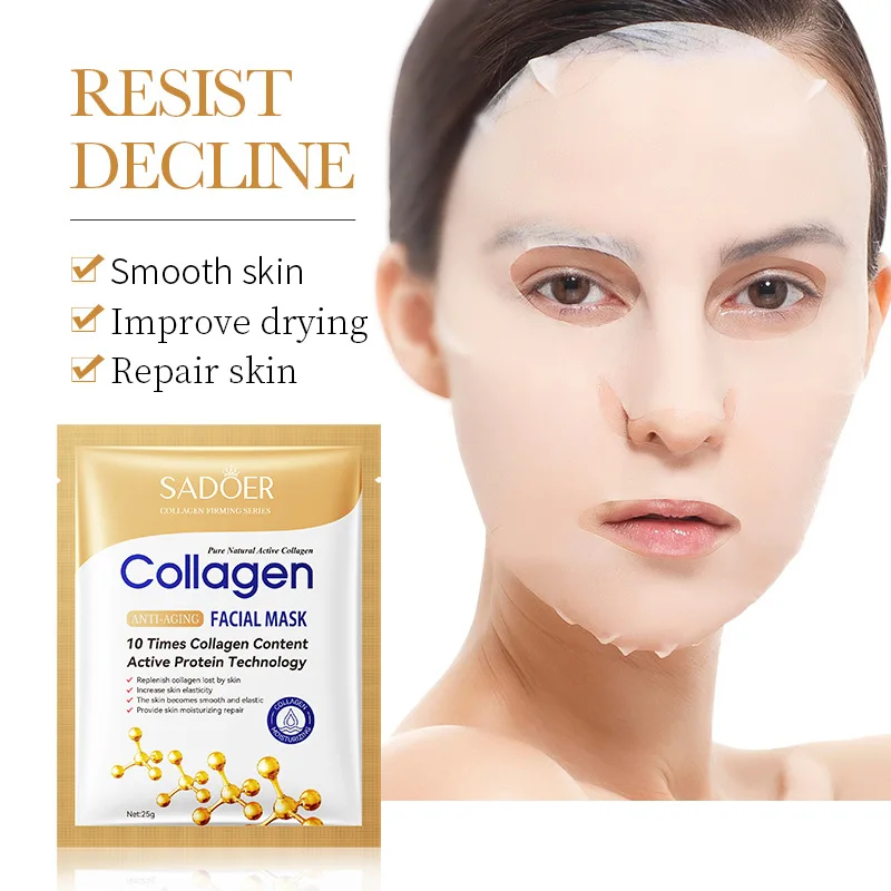 Sheet Mask Collagen - 50/30/20/10pcs SADOER Collageen Gezichtsmasker Verstevigende Hydraterende