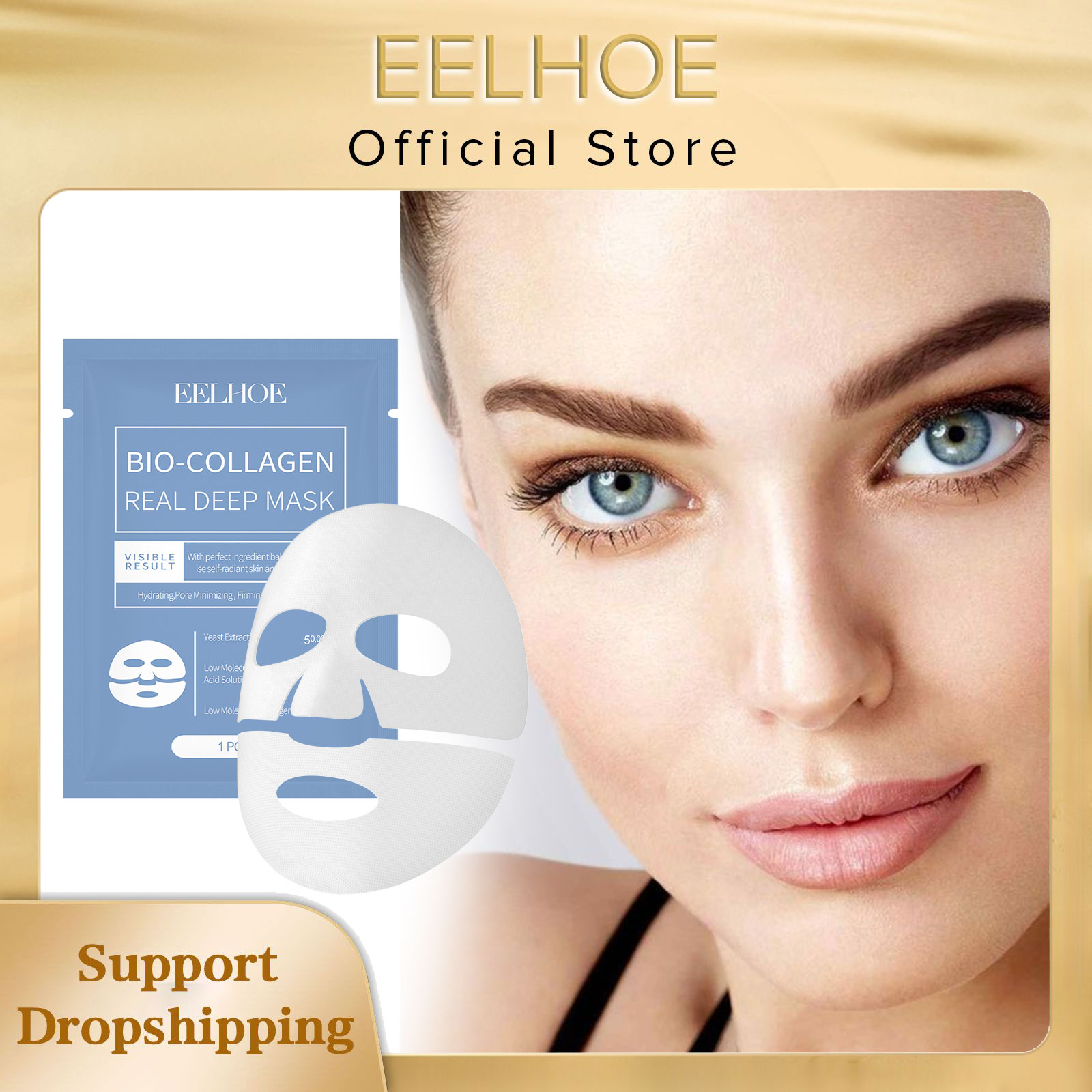 Sheet Mask Collagen - EELHOE Bio Collageen Gezichtsmasker Verhelderende Stevige