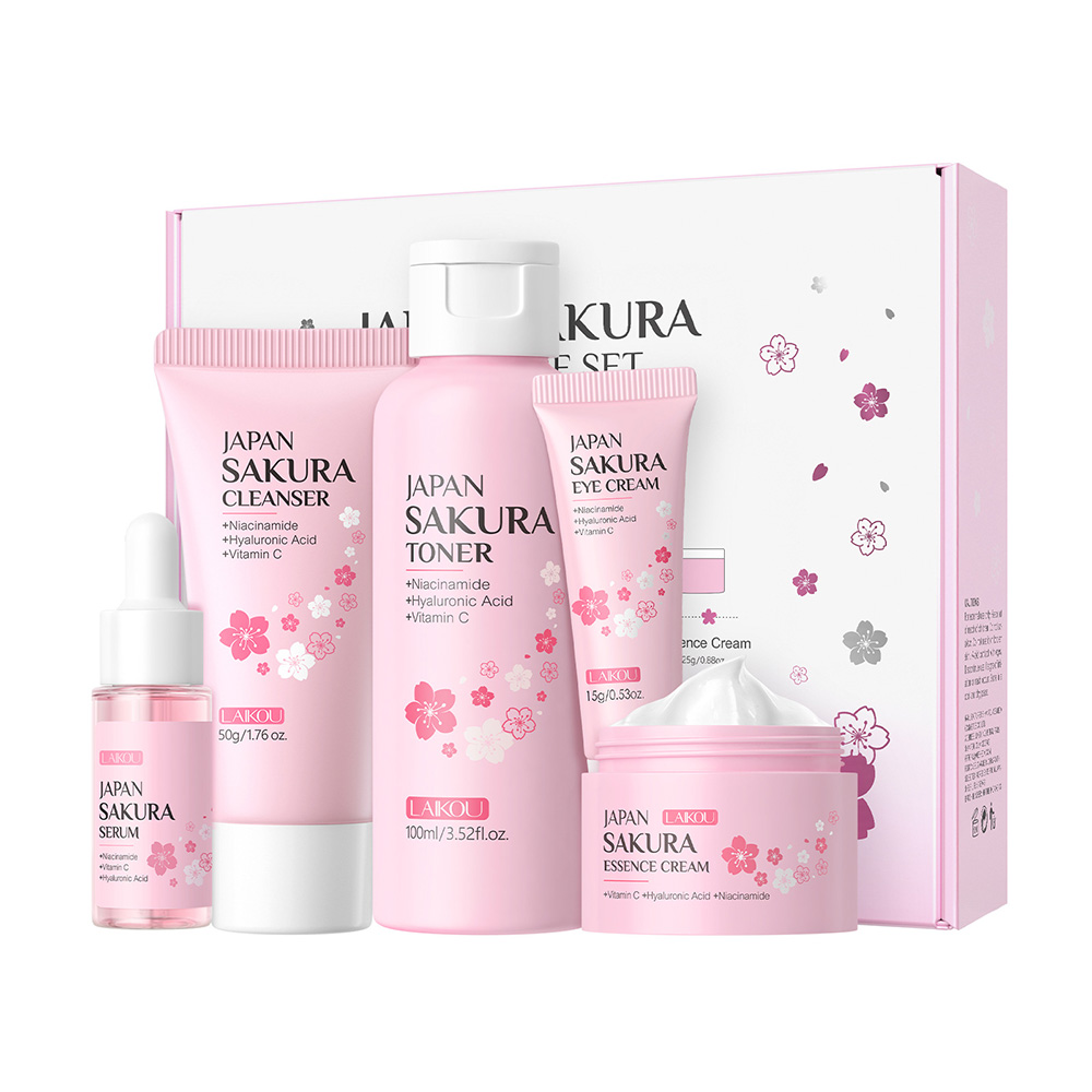 LAIKOU Sakura 5-delige huidver - Essence Serum Toner recensie en prijs