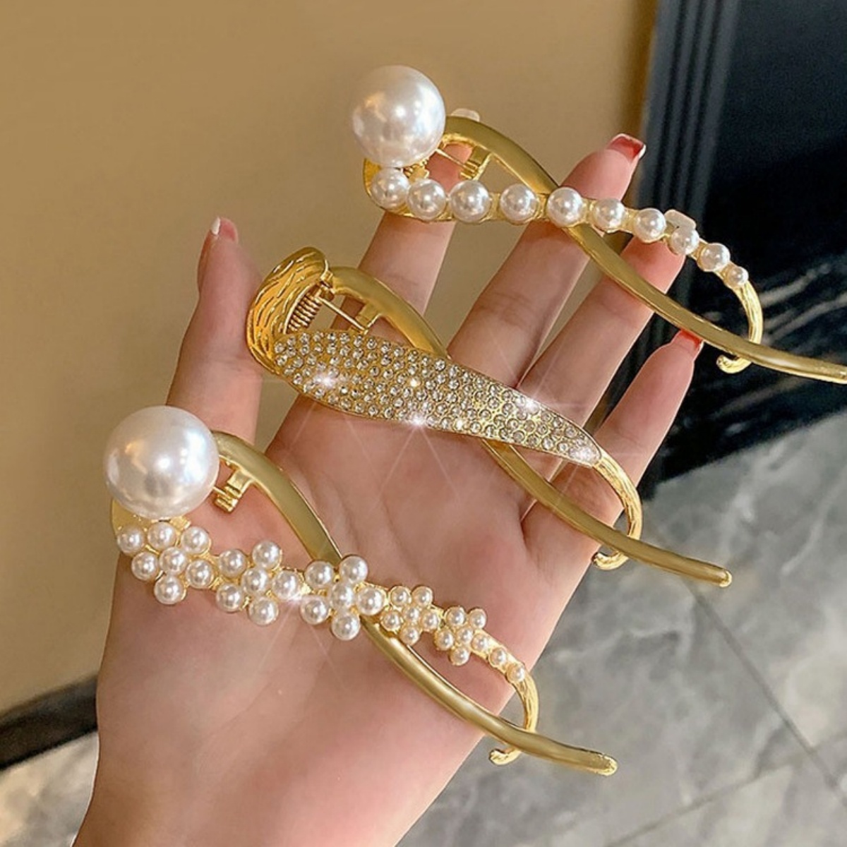 Elegante glitter parel haarcli - Lifestyle In Korean recensie en prijs