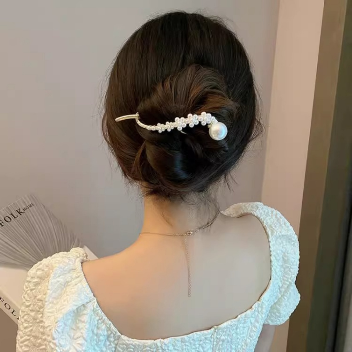 Elegante glitter parel haarcli - Lifestyle In Korean recensie en prijs