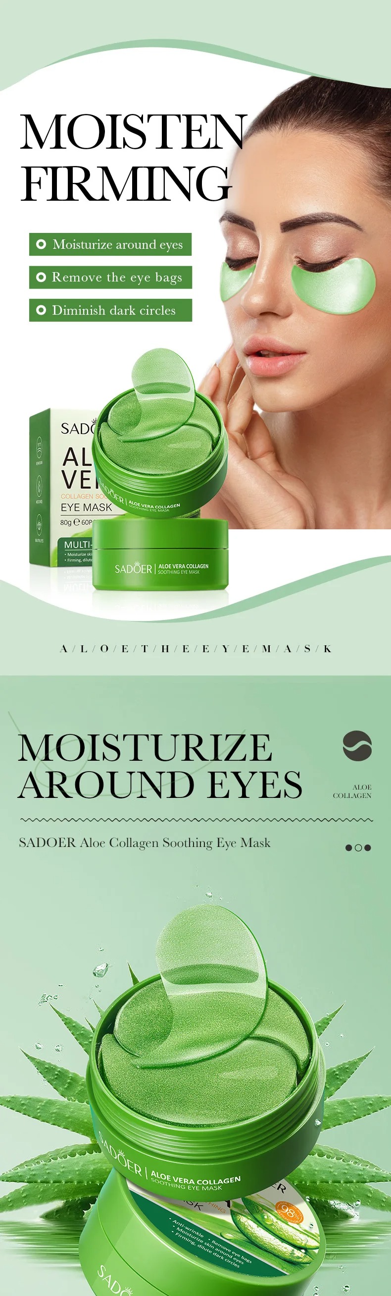 60pcs Aloë Vera Collageen Oogm - Sheet Mask Collagen recensie en prijs